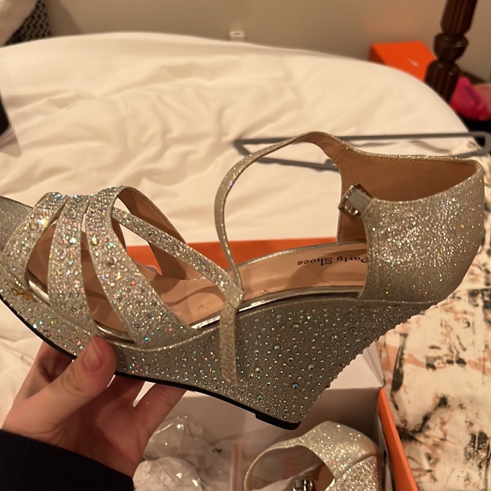 Silver Rhinestone Wedges - Picture 4 of 5